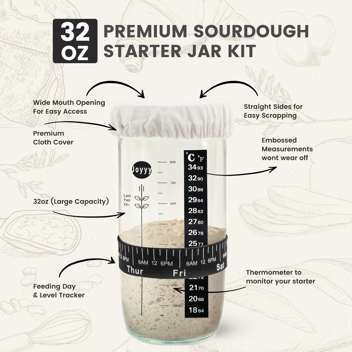 Joyyy jar with breathable cloth cover for ideal fermentation environment