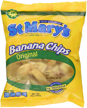 JP Tropical Food St Mary's Banana Chips pack-24, convenient crispy snack.