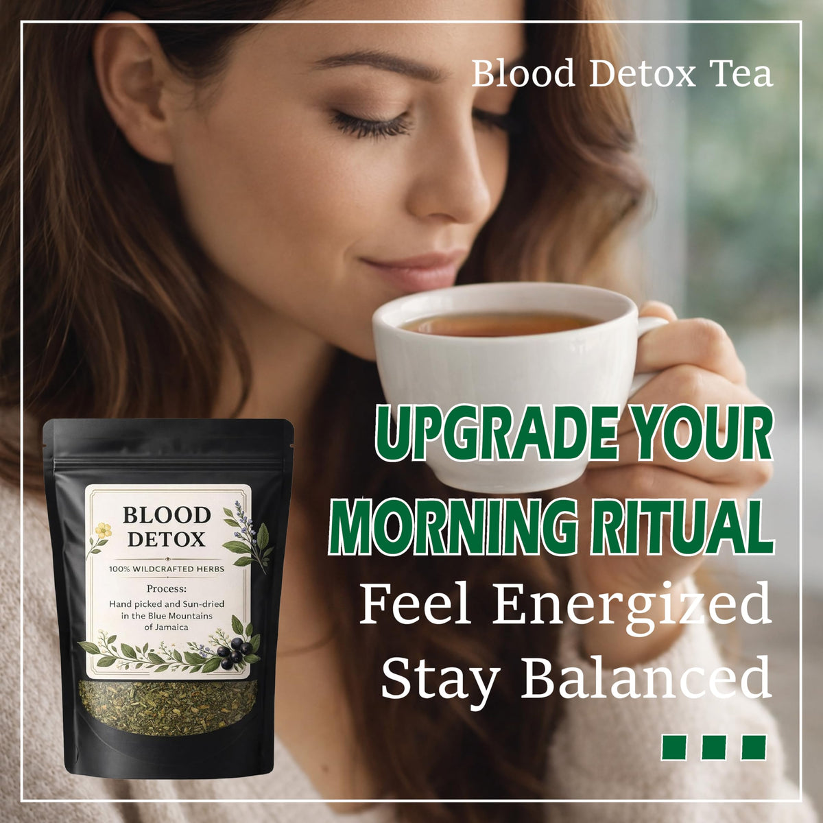 JRR Blood Detox Tea Jamaica lotus-flower focus suggesting soothing, caffeine-free refreshment