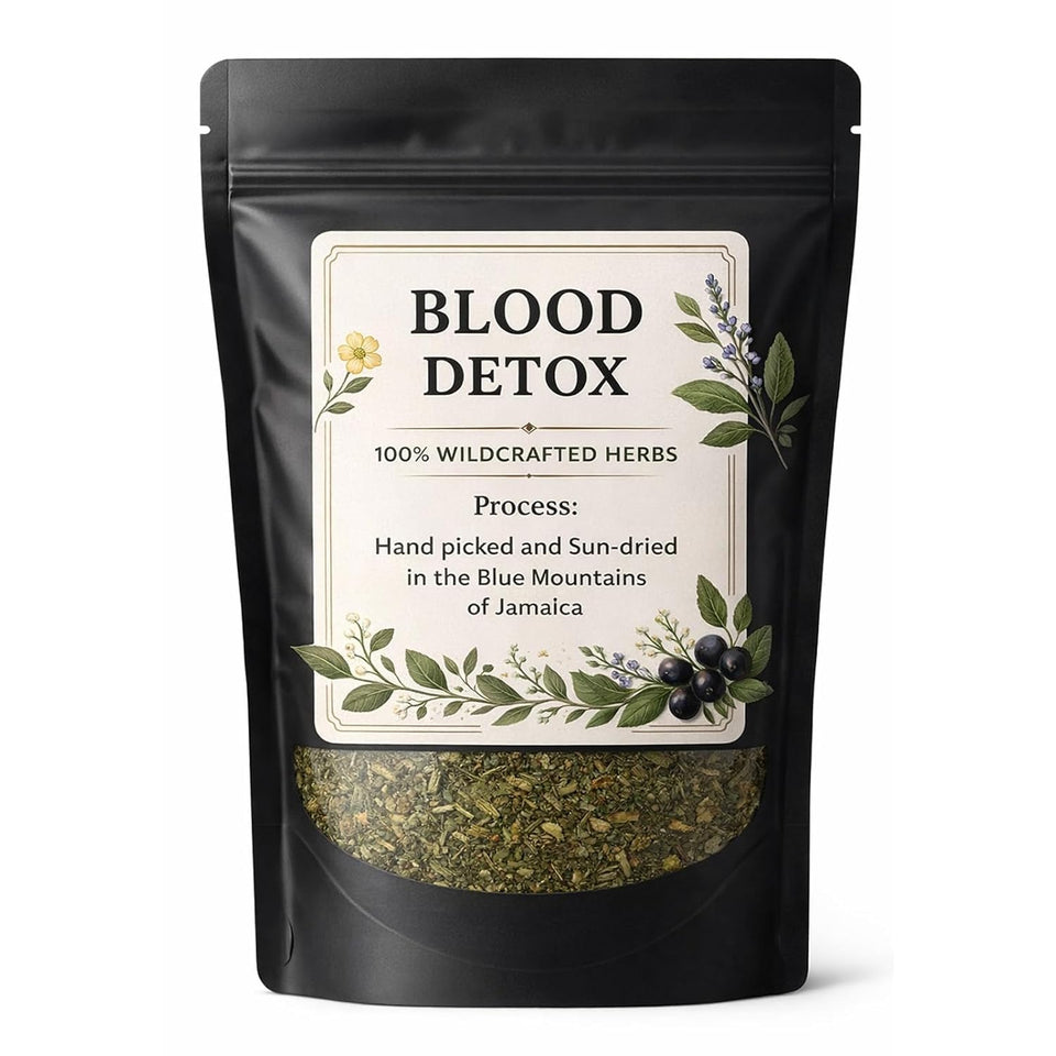 JRR Blood Detox Tea Jamaica packaging showing premium loose-leaf blend for daily rituals