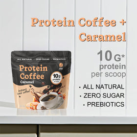JRR Caramel Protein Coffee label natural ingredients appeals to health-minded drinkers