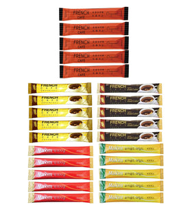 JSEVEN 25 Instant Coffee Sampler packaging with 25 sticks, ideal for gifting.