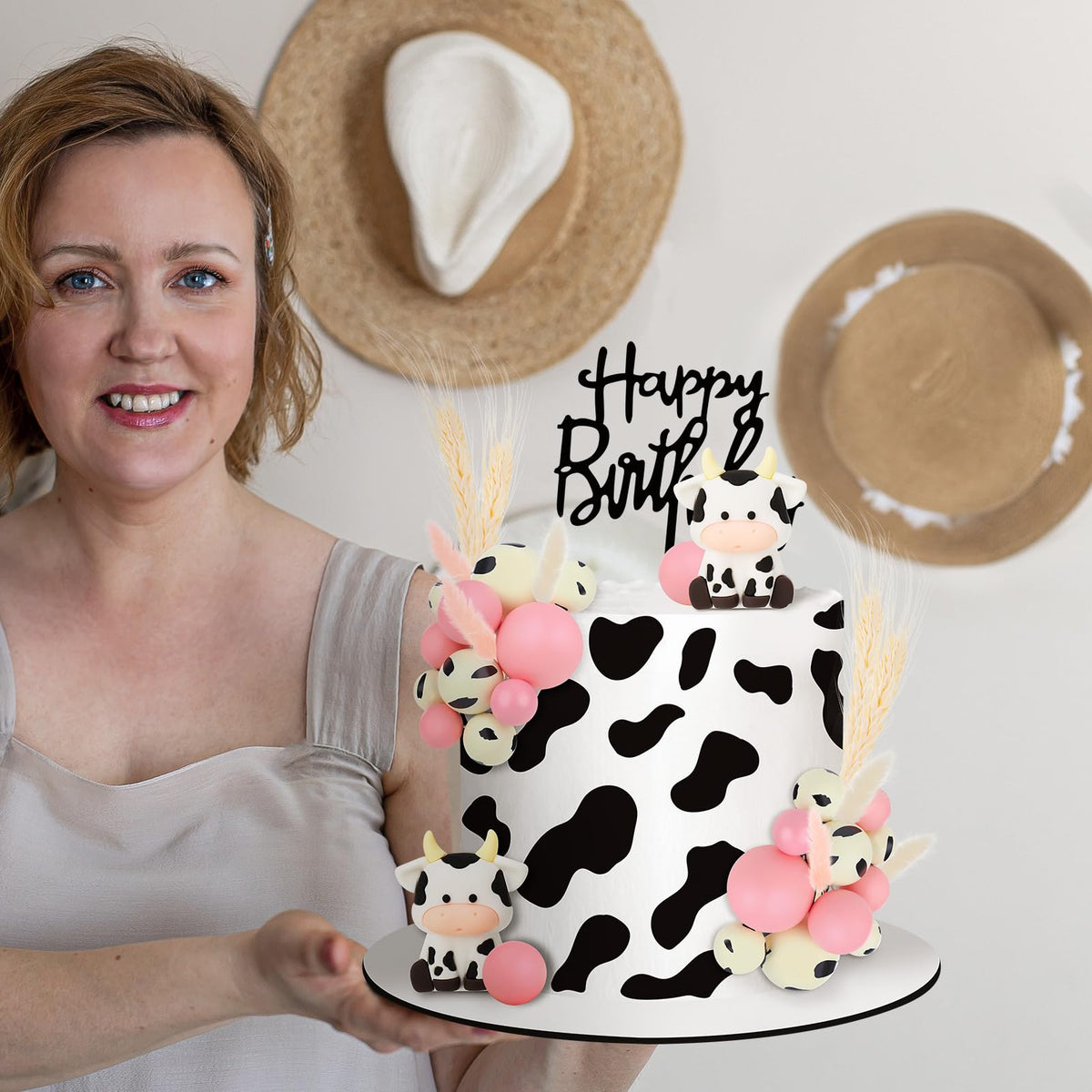 Jspupifip baby shower cow decor for cake