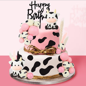 Jspupifip pink cow grass tails accent on cake