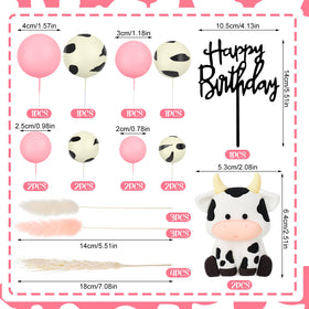 Jspupifip pink cow wheat ears decoration on cake