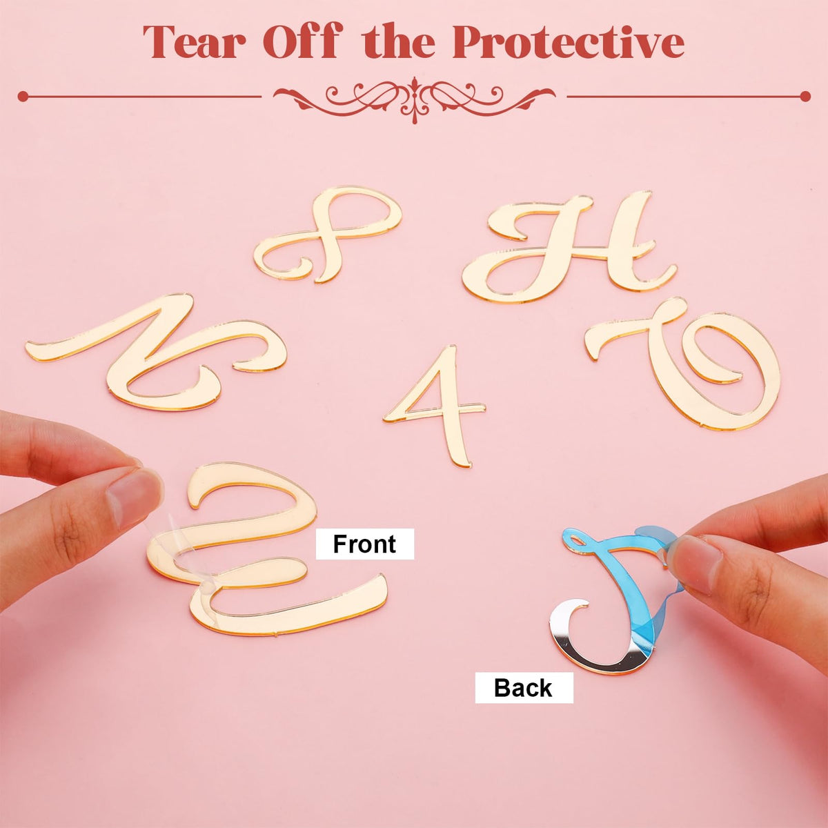 Jspupifip uppercase letter toppers create bold, elegant cake text in gold.