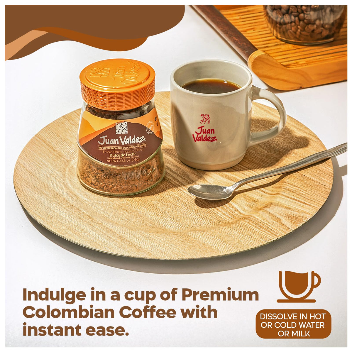 Juan Valdez 100 percent Colombian Arabica beans, rich body and balanced finish.