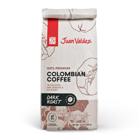 The Juan Valdez Dark Roast bag front shows bold packaging for strong mornings.
