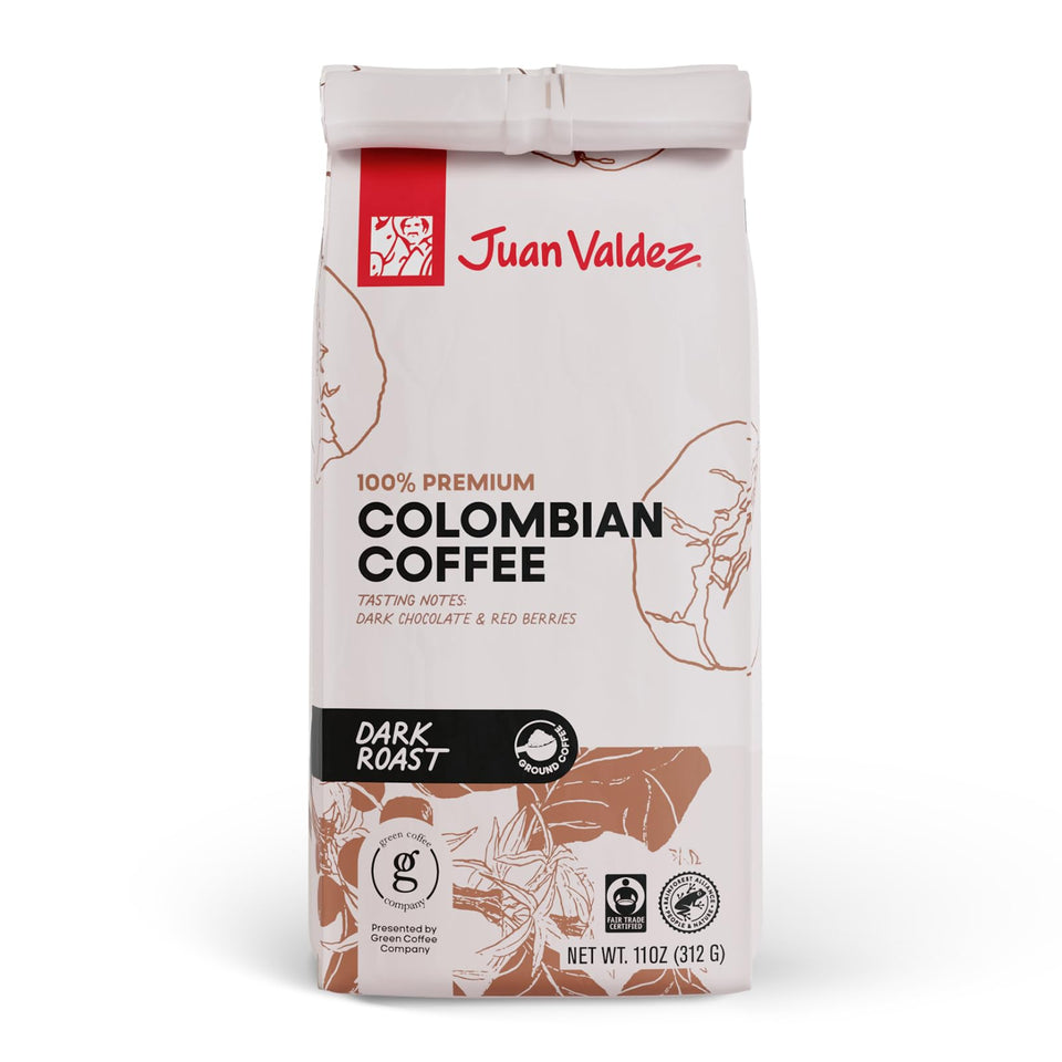 Juan Valdez dark roast ground coffee bag highlighting premium aroma and flavor