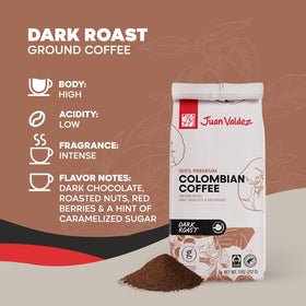 Juan Valdez dark roast ground coffee pour-over setup for precise extraction