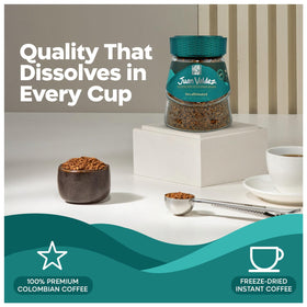 Juan Valdez decaf freeze-dried coffee canister back label details