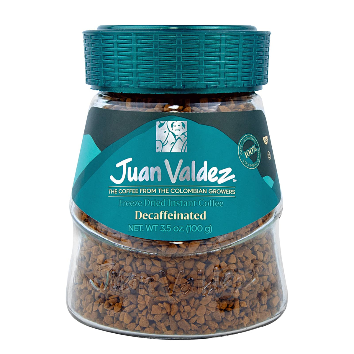 Juan Valdez decaf freeze-dried coffee jar for quick, sugarcane-decaffeinated daily cup