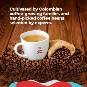 Steaming Juan Valdez coffee reveals elevated aroma from careful roast.