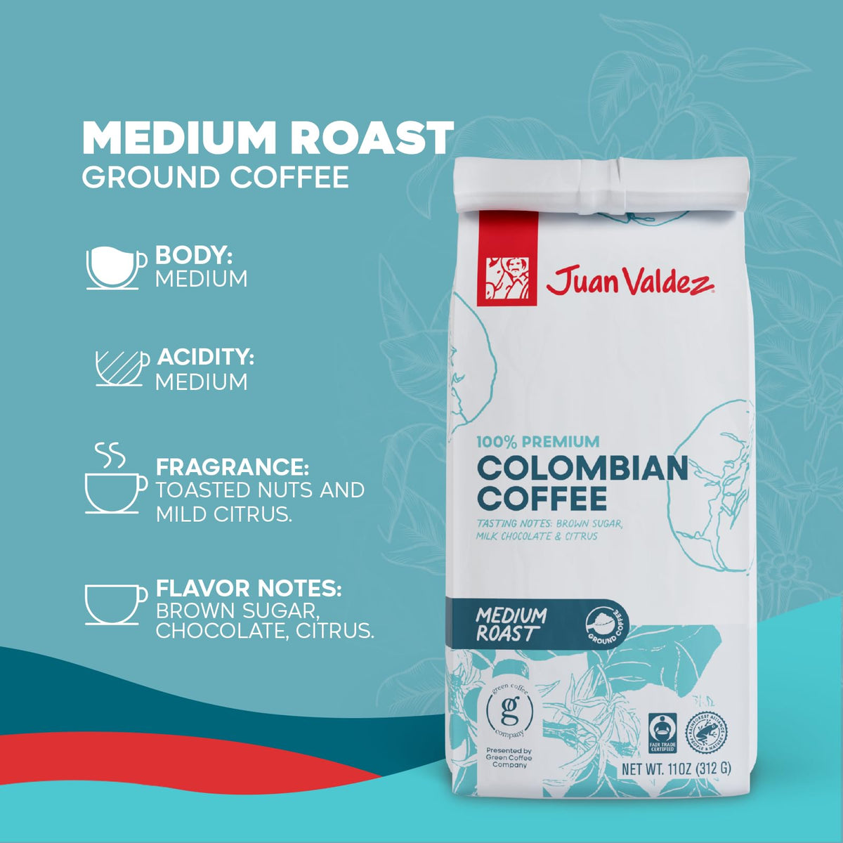 Juan Valdez farm-to-cup packaging emphasizes traceability from seed to cup.