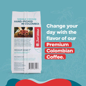Juan Valdez ground coffee suited for drip, pour-over, and French press.