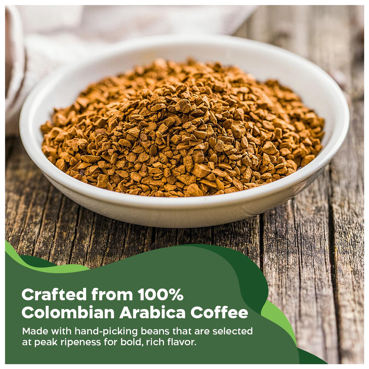 Juan Valdez Organic freeze-dried coffee brewed cup showcases consistent flavor.