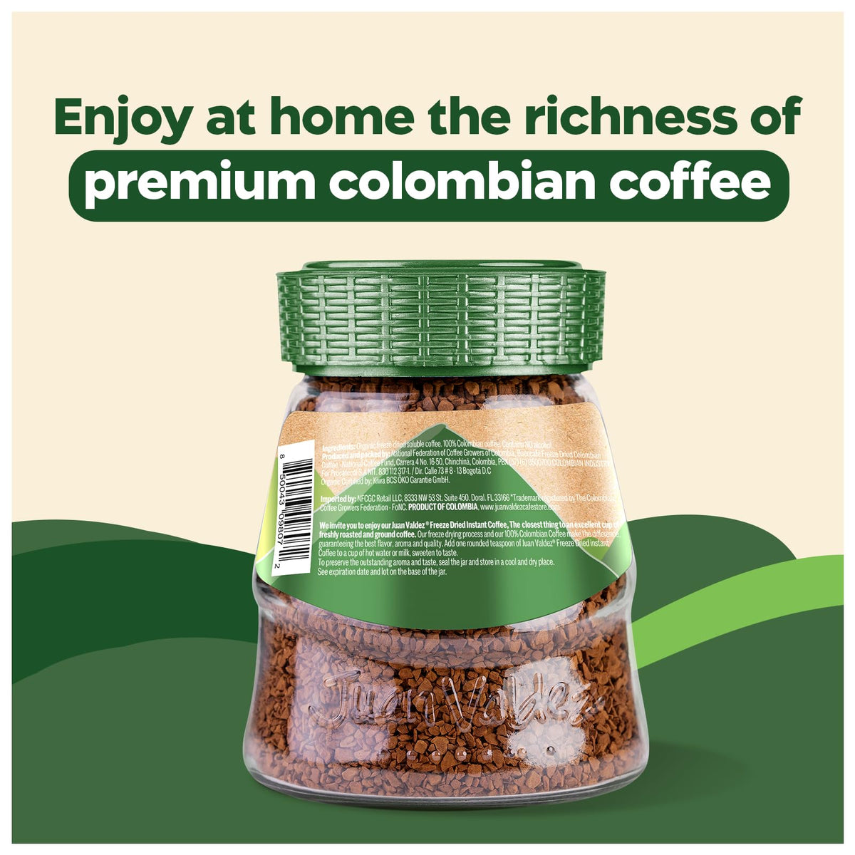 Juan Valdez Organic freeze-dried coffee pictured with spoon supports versatile morning routines.