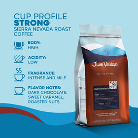 Juan Valdez Sierra Nevada moka pot brew with bold, crema rich notes.