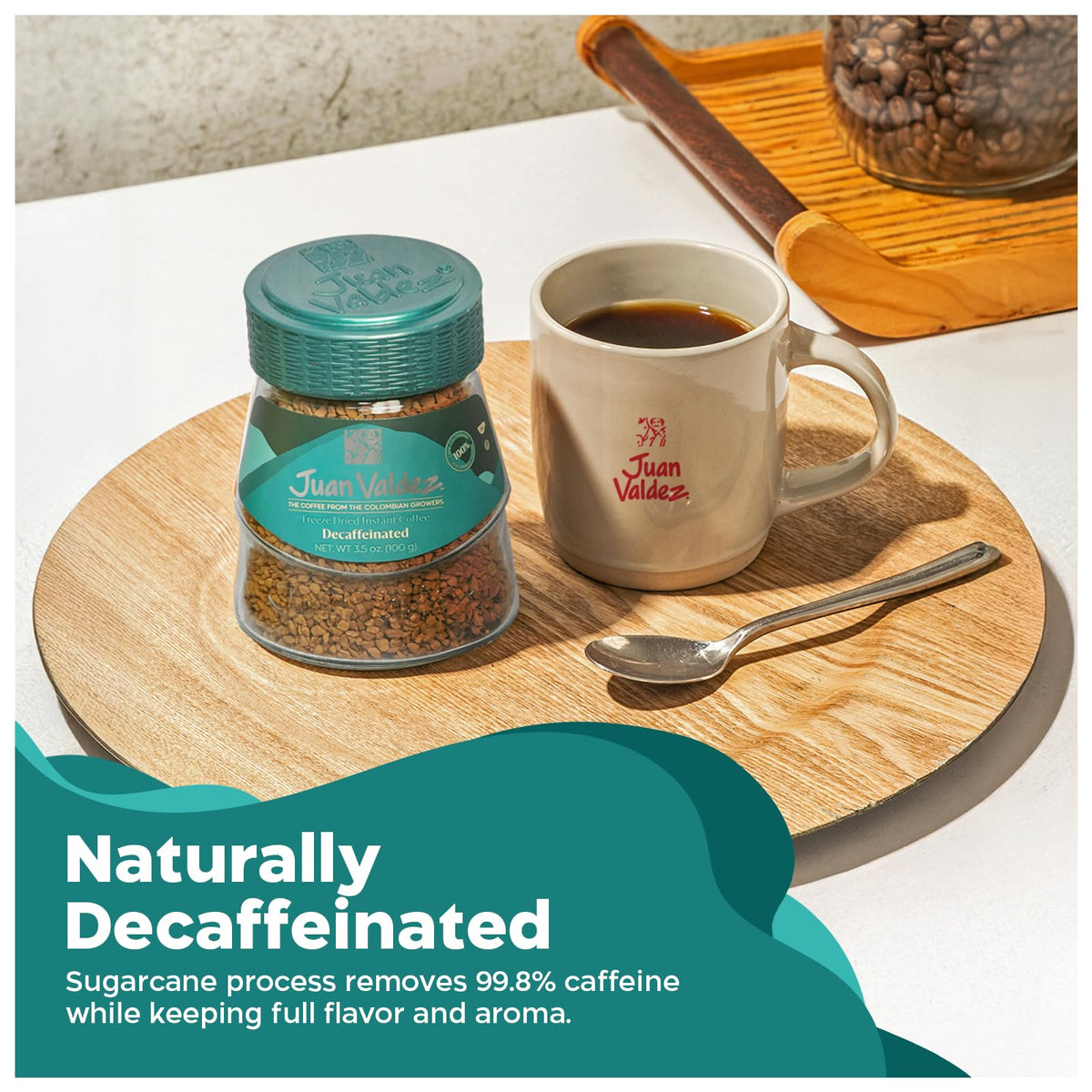 Juan Valdez sustainability badge with packaging highlighting ethical sourcing