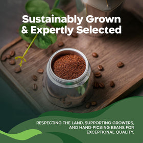 Juan Valdez Sustainably Sourced—ethically produced beans supporting biodiversity and farming communities.