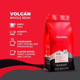 Juan Valdez Volcan aroma steam rising from cup, signaling inviting chocolatey notes.