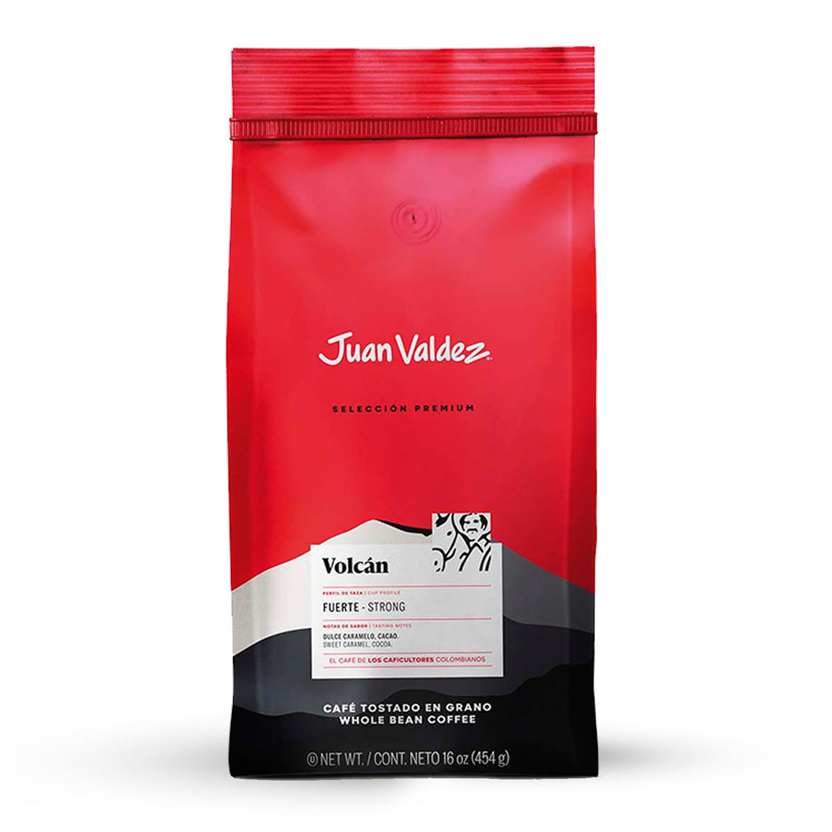 Juan Valdez Volcan whole bean bag for rich, balanced flavor at home.