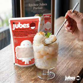 Jubes Lychee Coco pandan jelly cubes for tropical dessert twists