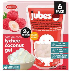 Jubes Lychee nata de coco jelly cubes in syrup for tropical drinks