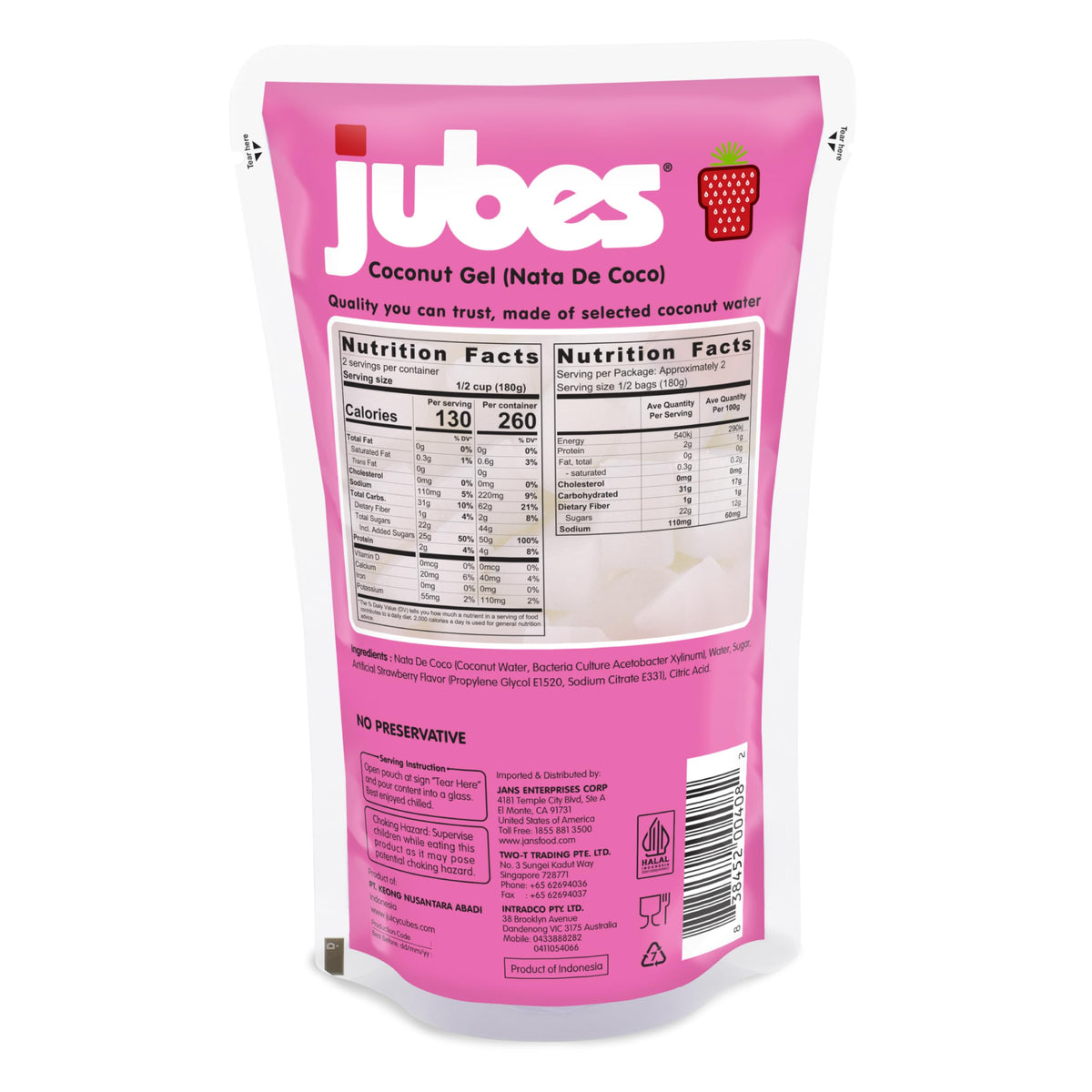 Jubes rainbow coconut gel cubes as versatile toppings for beverages