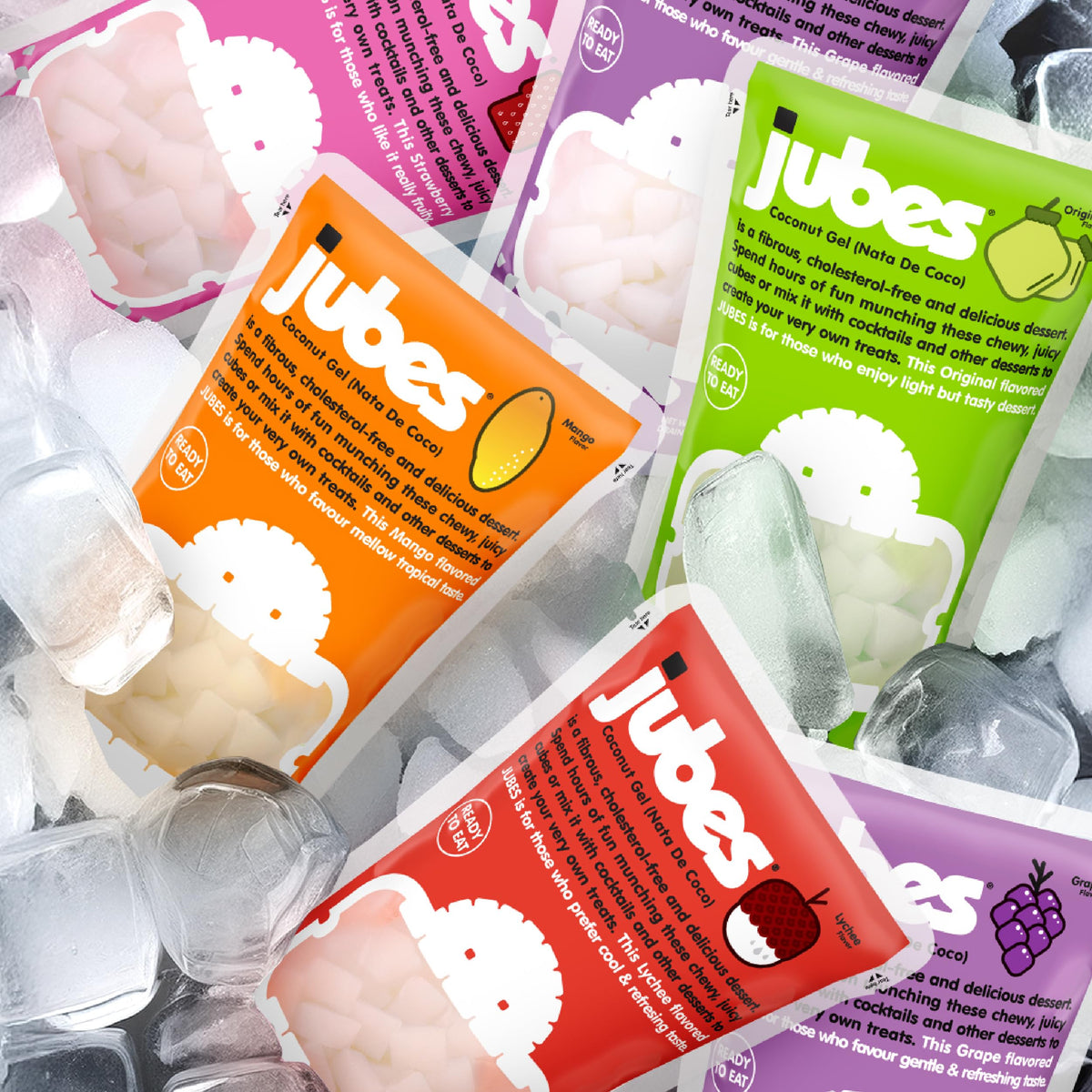 Jubes shelf-display packaging showcases convenient jelly cubes