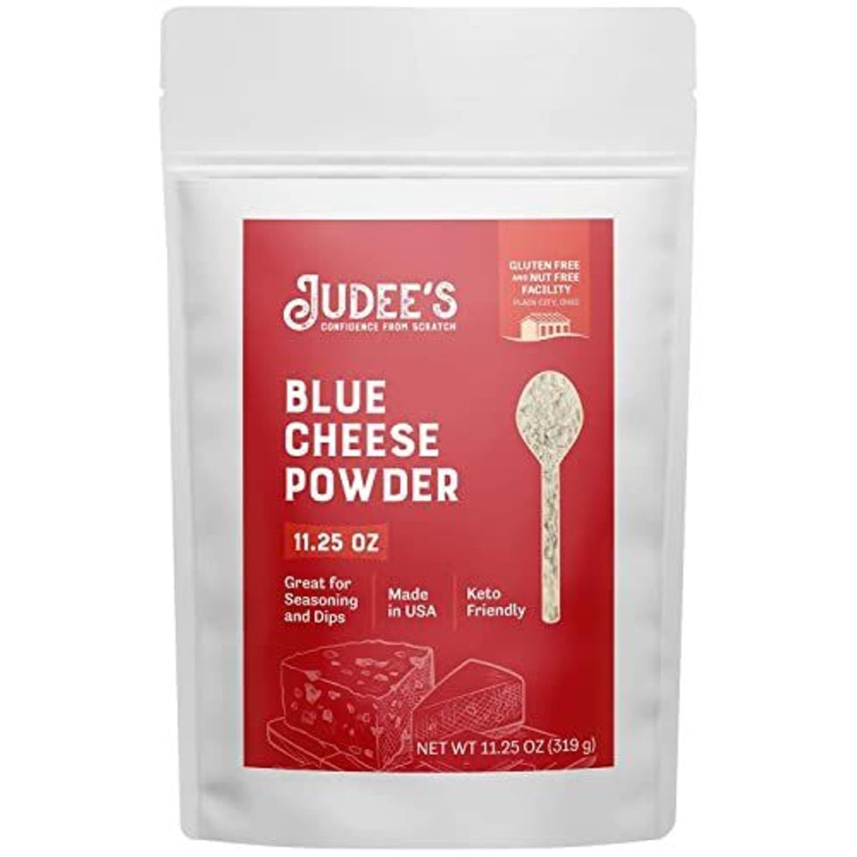 Judee's Blue Cheese Powder in a resealable pouch for gluten-free flavoring.