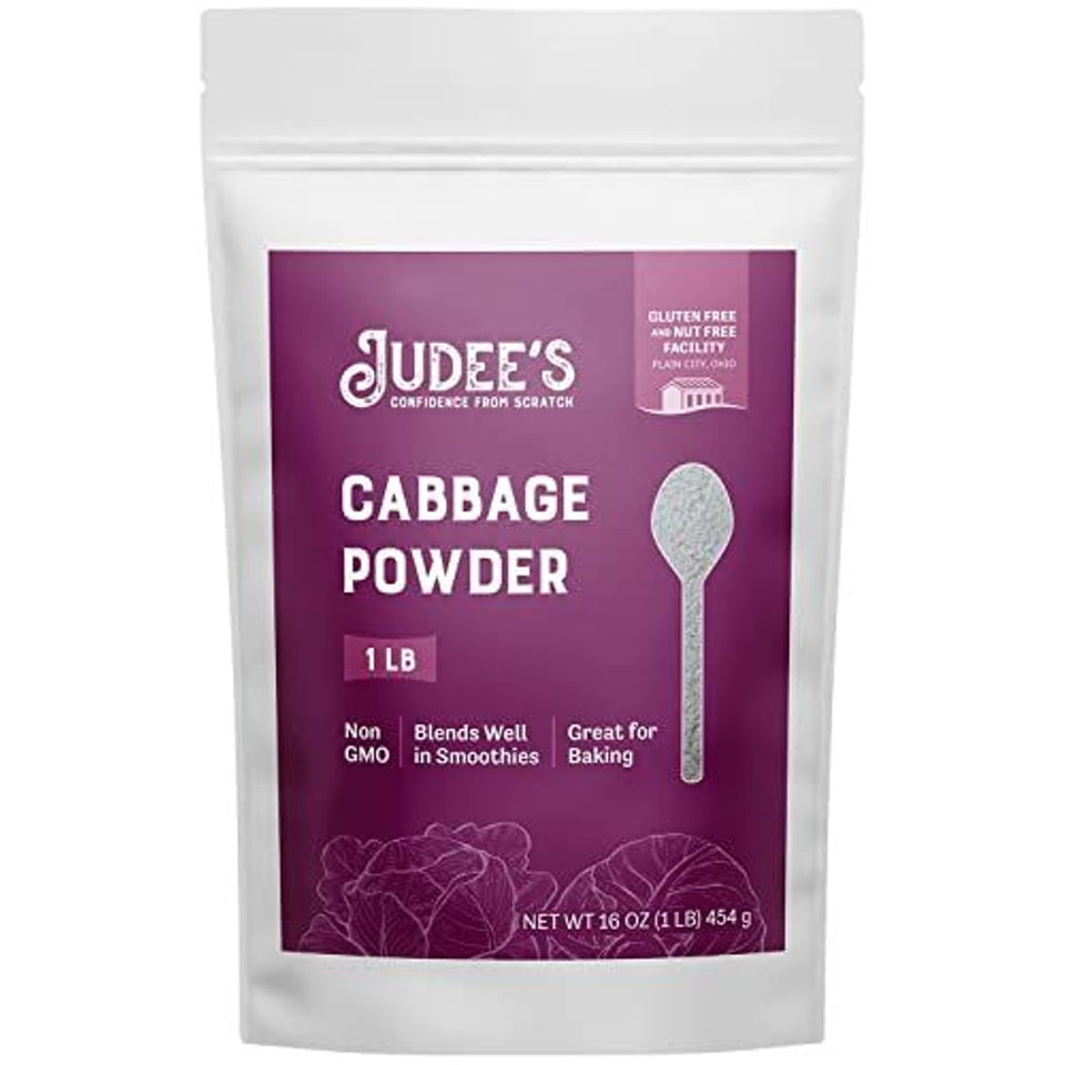 Judee's Cabbage Powder packaging in a resealable pouch for long-lasting freshness.
