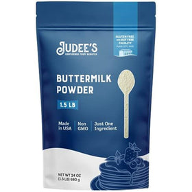 Judee's gluten-free buttermilk powder bottle boosts baking flavor.