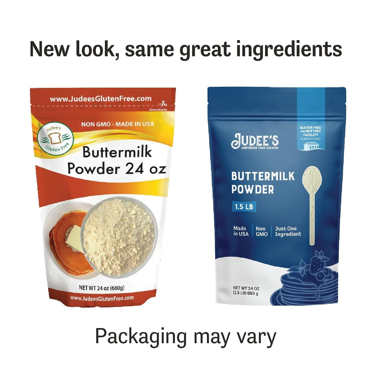 Judee's gluten-free buttermilk powder with cornbread for tender crumb.