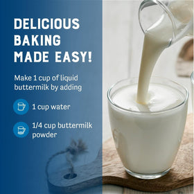 Judee's Gluten Free Buttermilk Powder kitchen scene shows premium gluten-free option