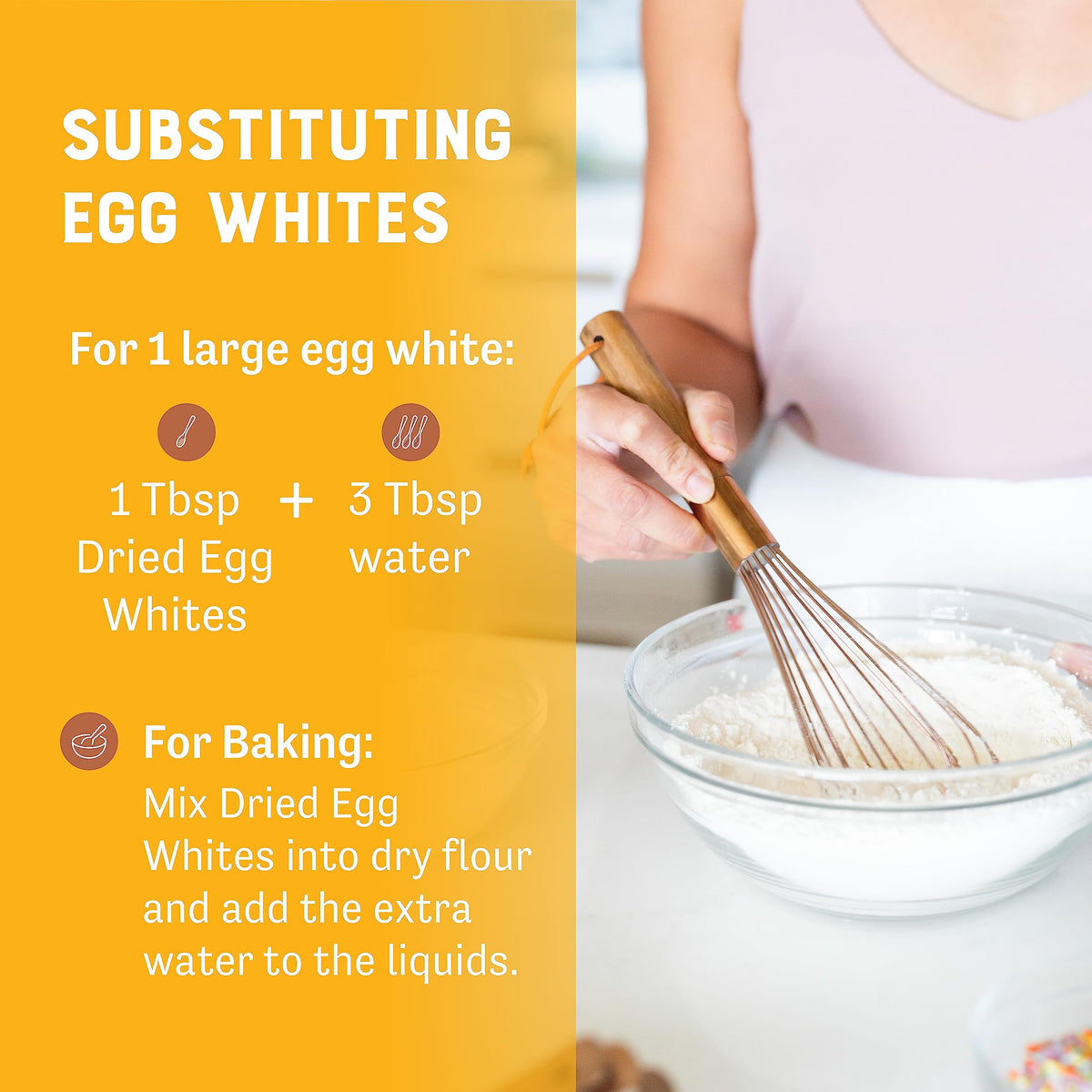Judee's dried egg whites mixed into baking batter