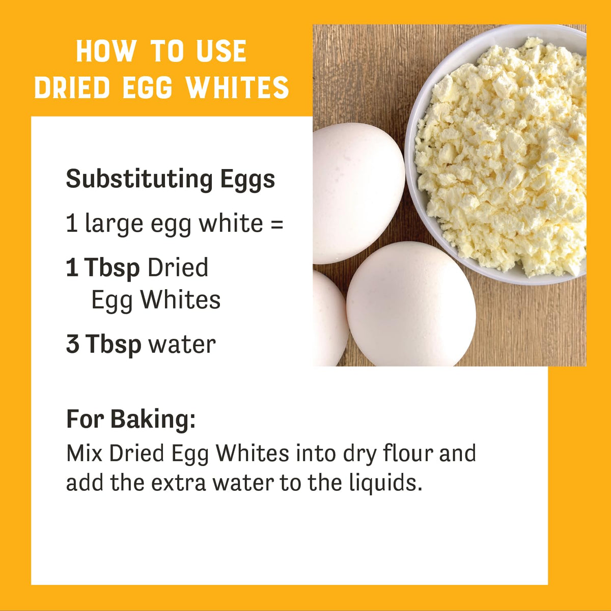 Judee's Gluten Free dried egg white powder in a resealable pouch preserves freshness