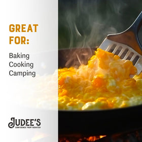 Judee's egg powder shown in baking for fluffy, reliable batter.