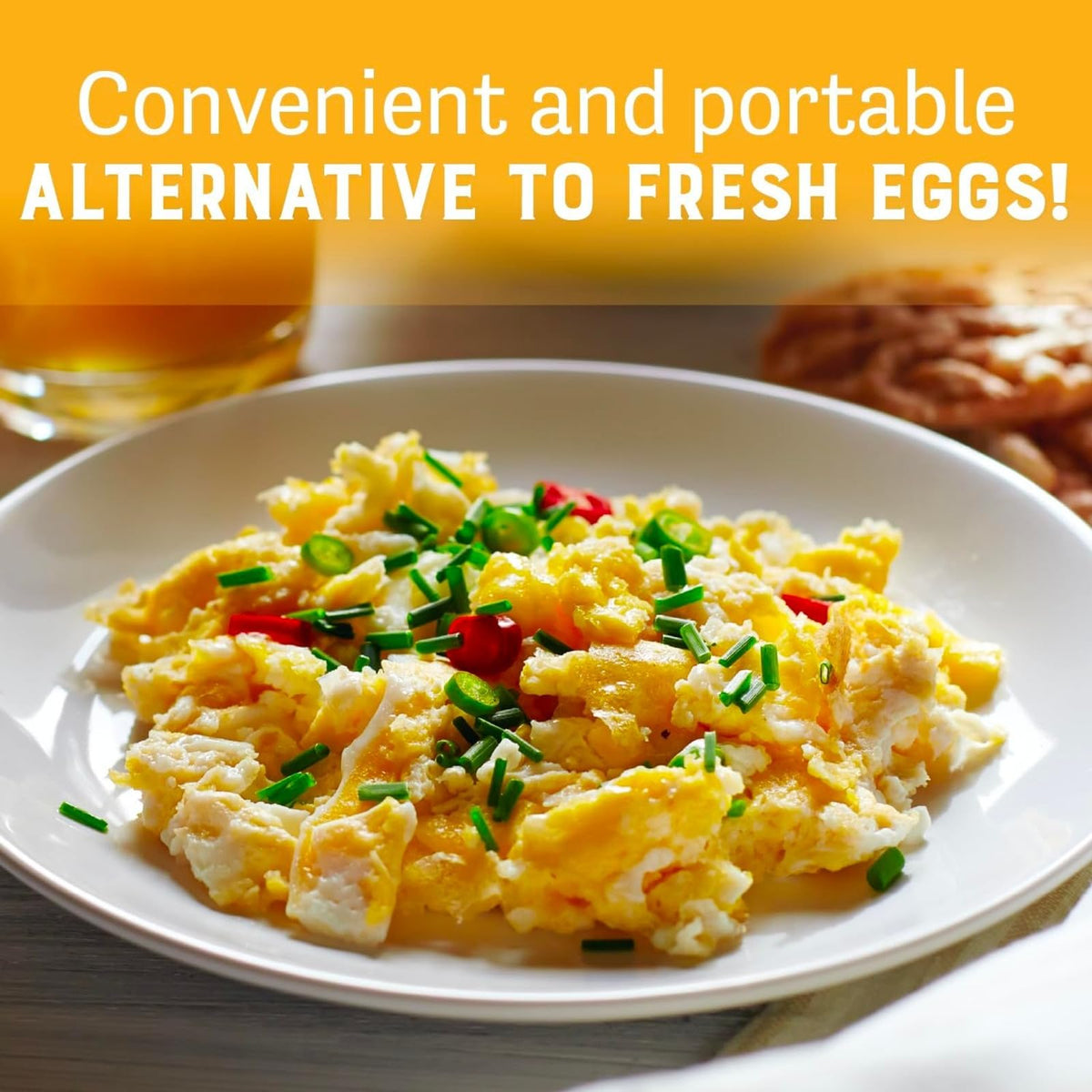 Judee's gluten-free egg powder used in camping meals and easy recipes.
