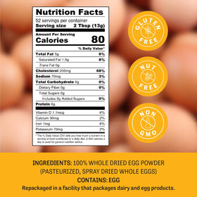 Judee's egg powder pour showing easy rehydration for sauces and eggs