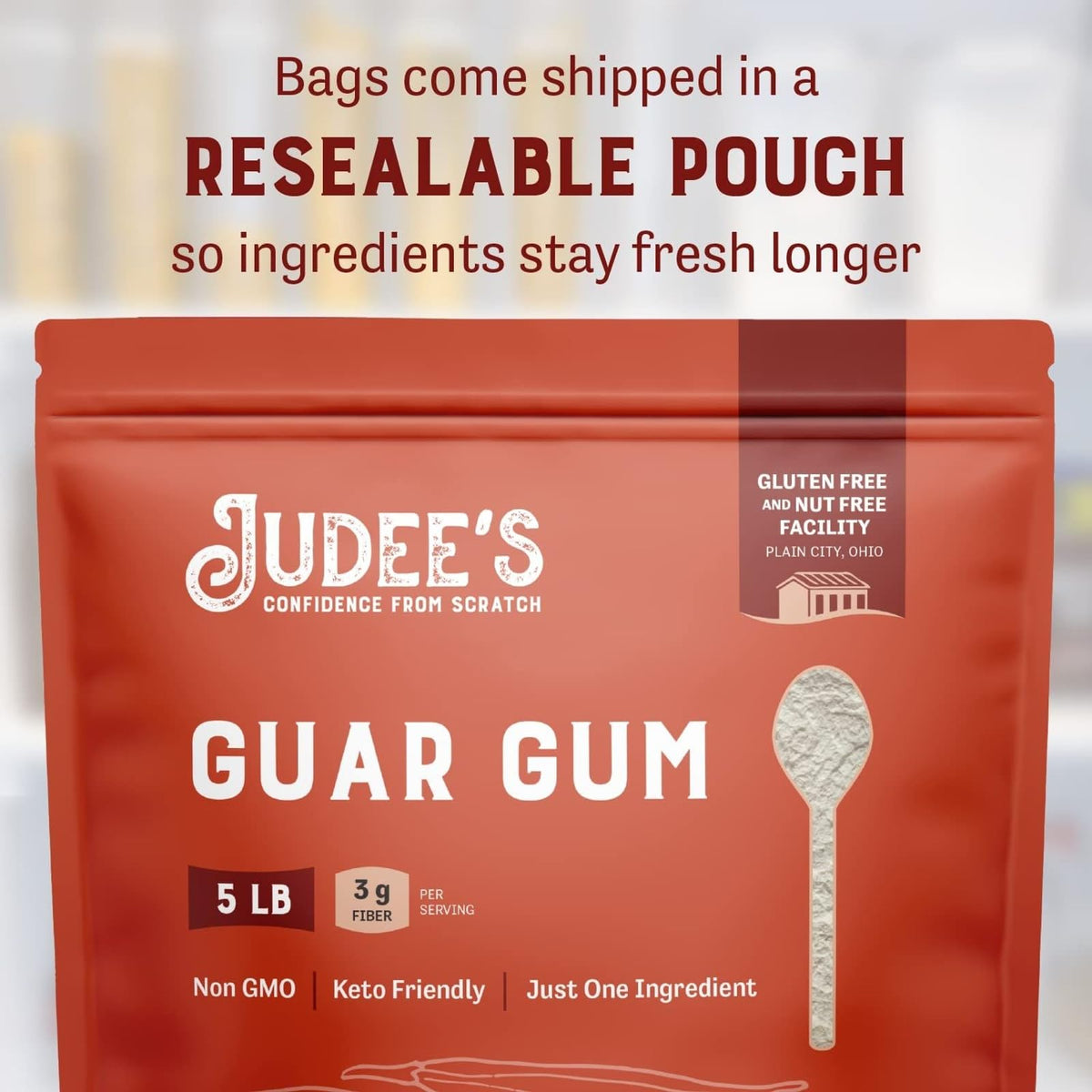 Judee's Guar Gum Powder in batter creates smooth, gluten-free cake textures