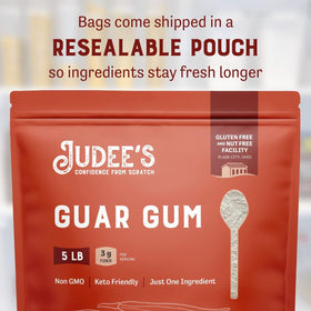 Judee's Guar Gum Powder in batter creates smooth, gluten-free cake textures