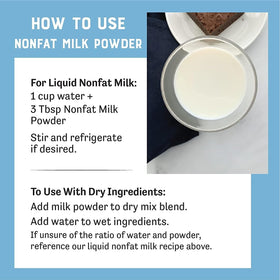Judee's Gluten Free Non Fat Dry Milk dissolving in water for a smooth solution.