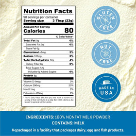 Pouring Judee's Nonfat Milk Powder to create a smooth liquid substitute