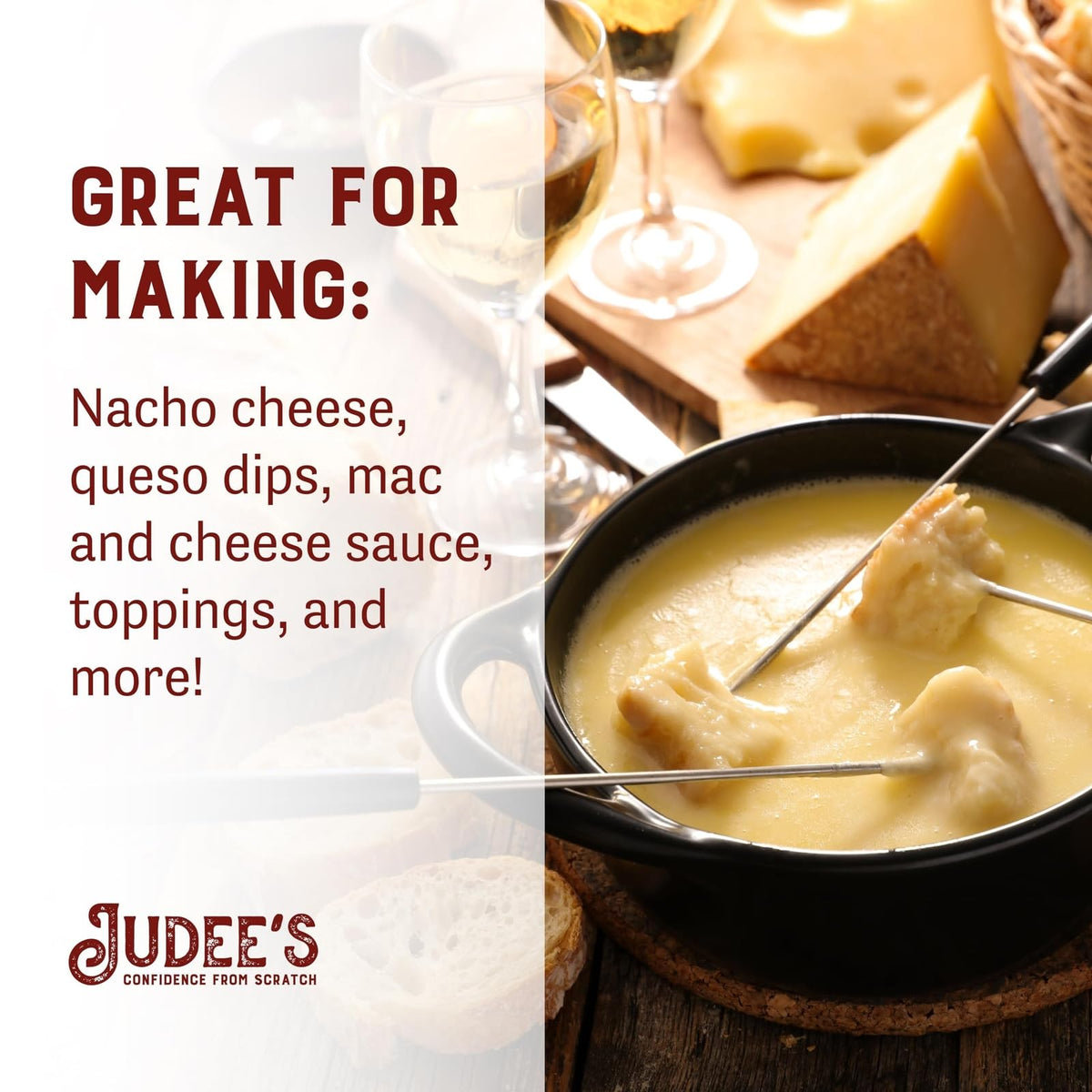 Judee's citrate powder used in cooking for smooth, stable emulsions