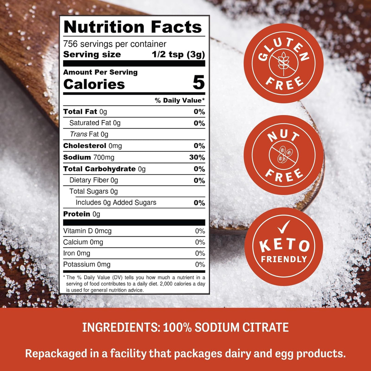 Judee's sodium citrate powder with measuring scoop for precise keto prep