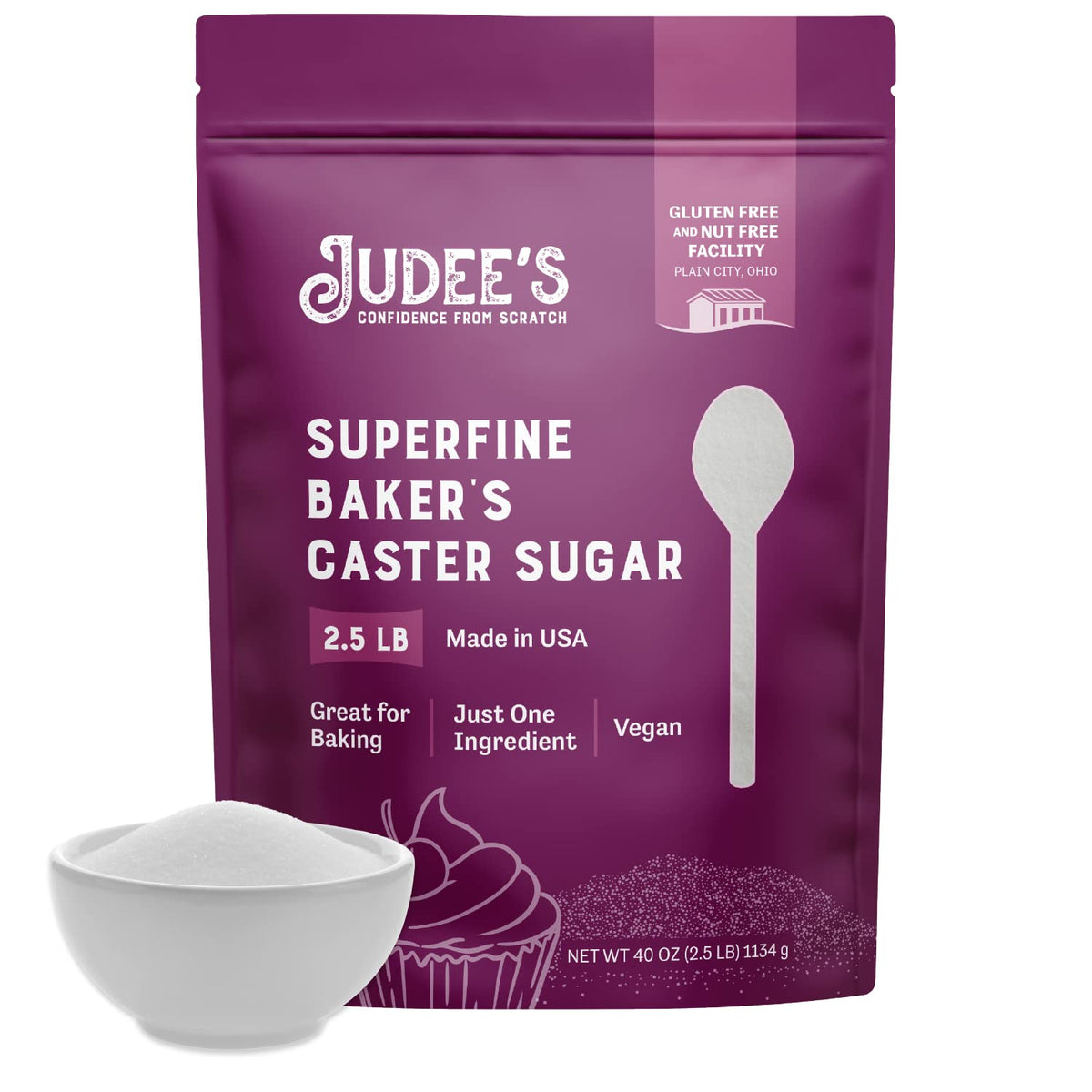 Judee's Gluten Free superfine caster sugar in bag for easy baking