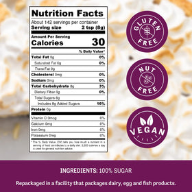 Judee's Gluten Free sugar pours smoothly into beverages