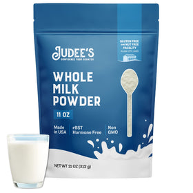 Judee's gluten free whole milk powder front pack showing convenient packaging