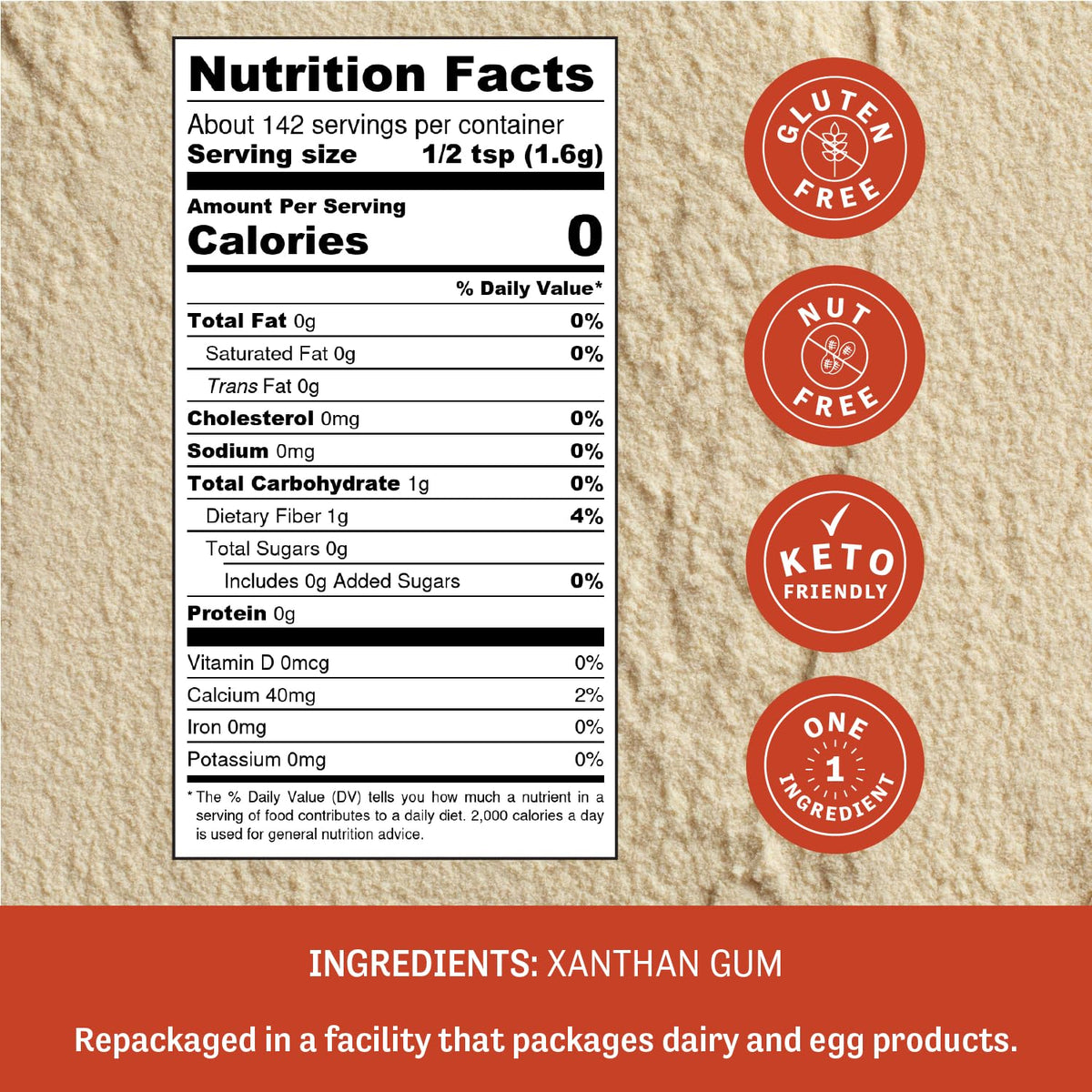 Judee's Xanthan Gum powder pour demonstrates easy measurement for thickening
